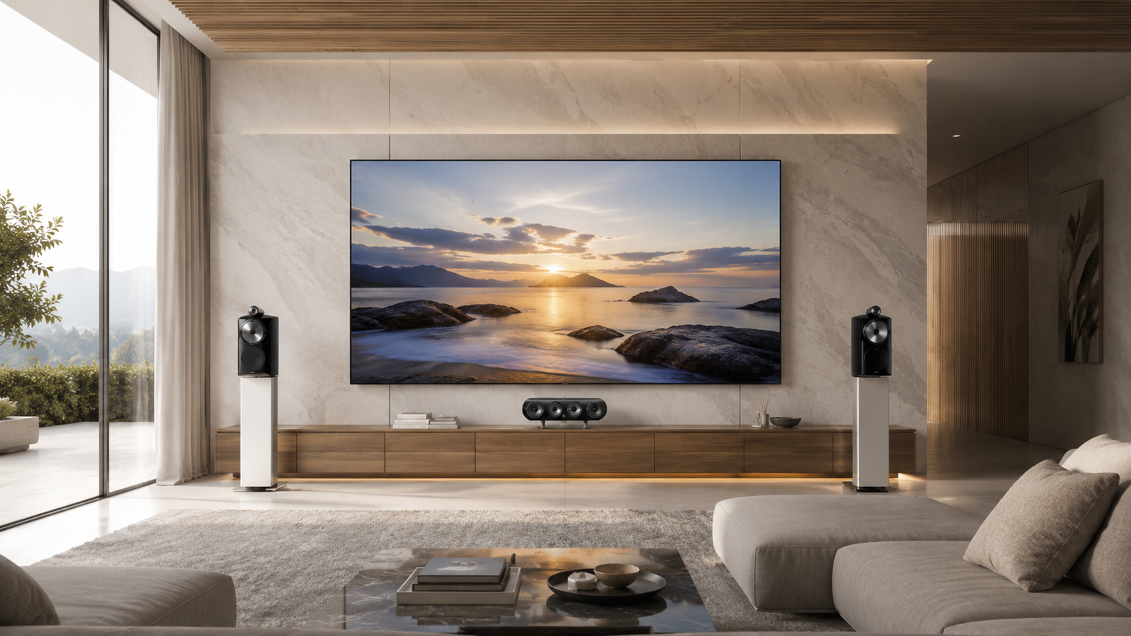 Cine en casa de lujo con sonido Bowers & Wilkins y ambientación de sala profesional